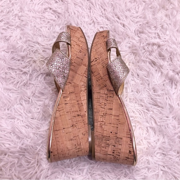 Marc Fisher Cilla 2 Glitter Heel Wedges Gold 9‎ - Picture 8 of 12